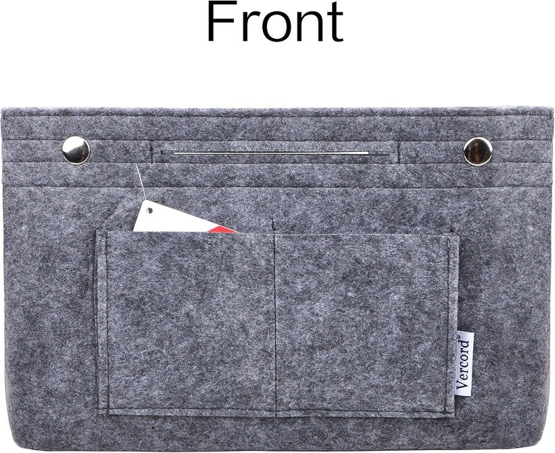 Vercord Felt Purse Tote Organizer Insert Divider Inside Handbag for Women Medium Grey - Image 3